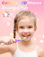 SEAGO sonic toothbrush for girls showing eight included replacement brush heads