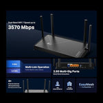 Rear panel of the TP-Link Archer BE230 highlighting the two 2.5G ports, three 1G Ethernet ports, and the USB 3.0 connection.
