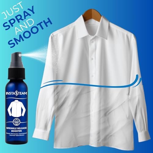Travel friendly three fluid ounce clothing wrinkle spray for crease free garments