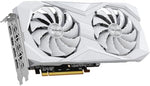 Close-up view of the dual cooling fans on the ASRock Challenger White graphics processor