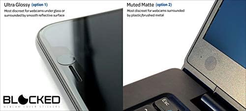 Ultra thin privacy sticker applied to a laptop webcam bezel showing flat closure