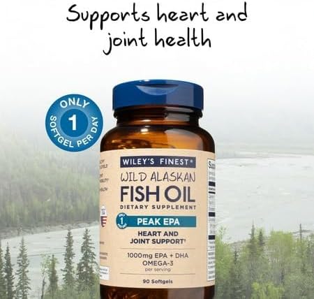 Premium wild caught Alaskan fish oil softgels displayed next to original packaging