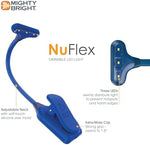 Mighty Bright flexible silicone gooseneck book light showing warm LED illumination