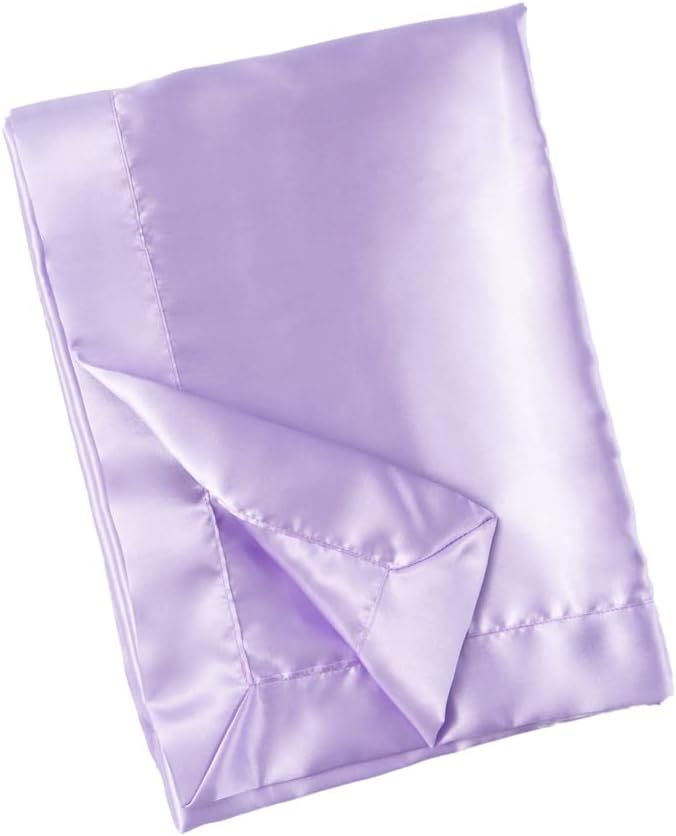Heavens Cuddles satin baby blanket lavender front view