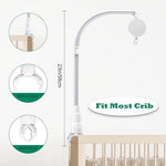 LIUDHPSP white nursery mobile arm attached to a wooden baby crib rail showing the secure grip setup