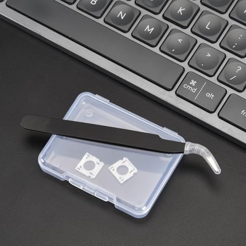 Detailed view of the white square mechanism clips designed for premium wireless keyboard key repair
