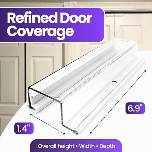 Clear plastic Mommy's Helper bifold door safety lock installed