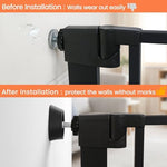 Mumeasy gate extension kit protecting a wooden doorframe from scratches and pressure dents.