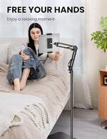 SteelStorm adjustable holder showcasing three hundred and sixty degree rotation with a mounted tablet.