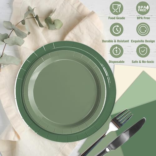 Gradient sage green dessert and dinner plates stack