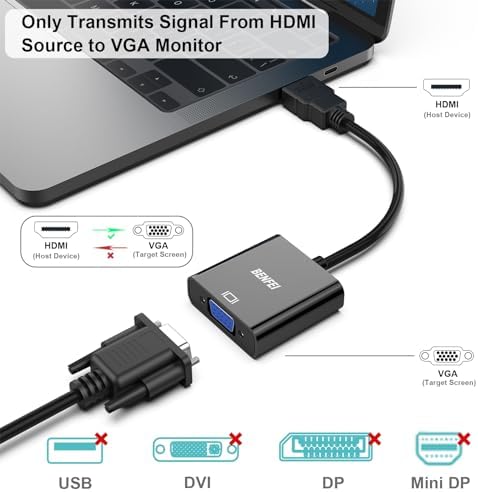 Benfei HDMI to VGA male to female converter displaying the gold-plated connector