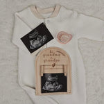 BGFMVS sonogram picture frame with baby announcement text tabletop display for grandma and grandpa