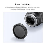 Black high impact plastic lens back cap and camera body shield assembly.