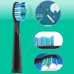 Multipack of ten black replacement brush heads for electric toothbrushes