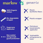 Marlow super absorbency organic cotton tampons ingredients list view