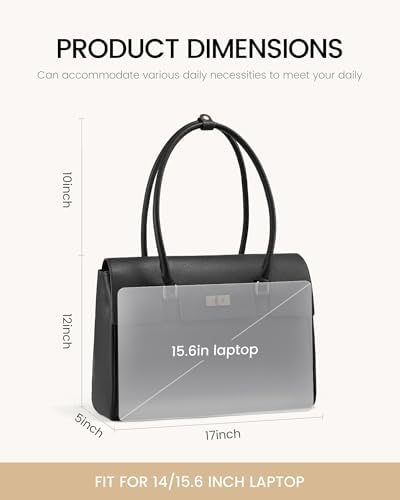 LOVEVOOK vintage leather computer purse displaying large capacity main pocket storage