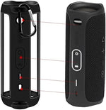 Durable premium TPU silicone speaker skin protector being adjusted with the long shoulder strap.