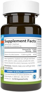 Carlson Labs natural beta carotene 25000 IU dietary supplement nutritional facts label.