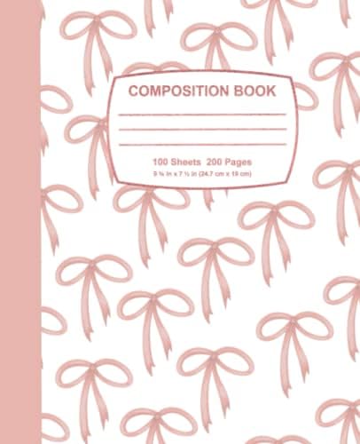Composition Notebook: Pink Bow Pattern: 100 pages, Wide Ruled, 7.5"x9.25" - Image 2