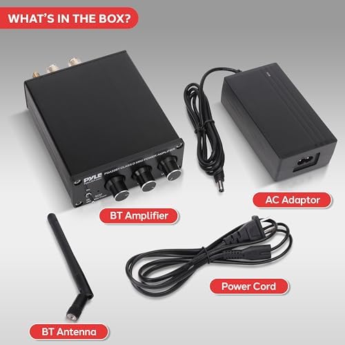 Pyle powerful home stereo receiver showing commercial packaging box details
