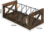FARM IN rustic desktop media organizer detailing the carbonized wood grain texture