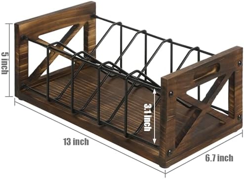 FARM IN rustic desktop media organizer detailing the carbonized wood grain texture