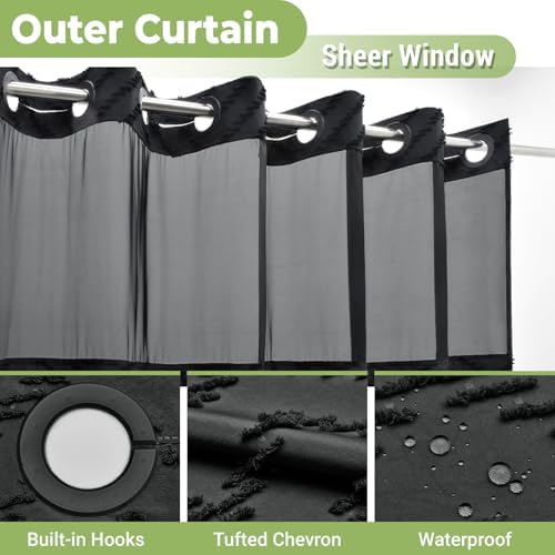 Removable snap in fabric liner detaching from outer curtain