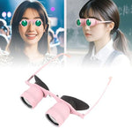 The premium fully multi coated lenses of the handsfree binocular glasses reflecting soft light.