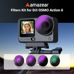 Close up view of Amazear ND16 ND64 ND256 and CPL filters