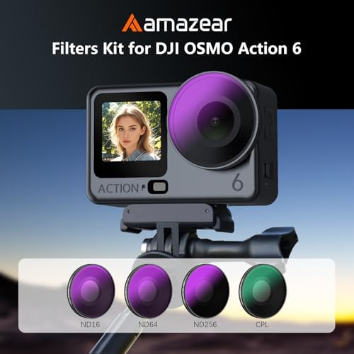 Close up view of Amazear ND16 ND64 ND256 and CPL filters