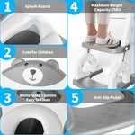 KYYOKE baby western toilet adapter displaying expanded non slip steps and easy grip safety handles
