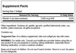 Swanson Vitamin A Beta Carotene supplement facts and directions label close up view