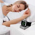 Dropy premium apple watch charging cradle displaying cable management setup