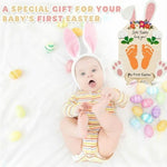 The Style Sutra nursery decor sign being used as an Easter photo prop with newborn baby items