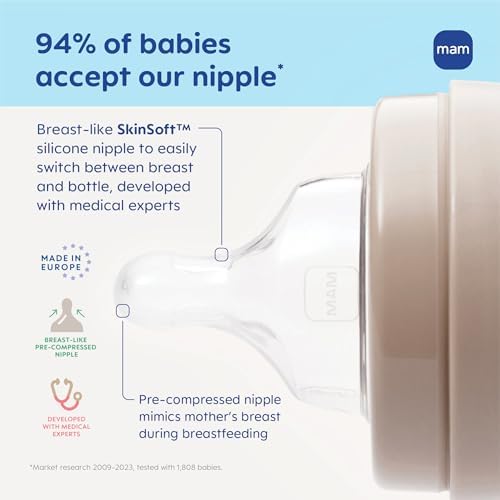 Close up of the medical grade SkinSoft silicone texture on the MAM extra slow flow nipple.