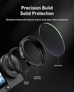 Close up of Telesin optical glass filter snap on system