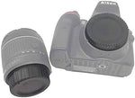 Premium ABS plastic camera body cap and lens element cover set designed for Nikon D series DSLRs