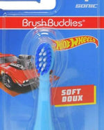 Close up of soft bristles on Brush Buddies Hot Wheels children's toothbrush.