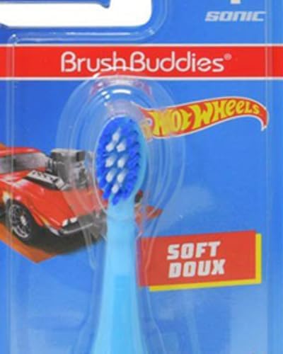 Close up of soft bristles on Brush Buddies Hot Wheels children's toothbrush.
