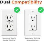 White child proof outlet cover installed on wall