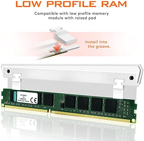 Side profile of the EZDIY-FAB white memory cooler kit displaying the slim design that accommodates single and double sided RAM chips.