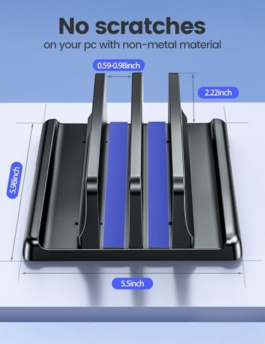 Space saving four in one desktop stand holding a tablet and smartphone