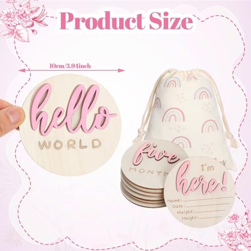 Premium natural wood baby photoshoot props arranged by month for infant photography