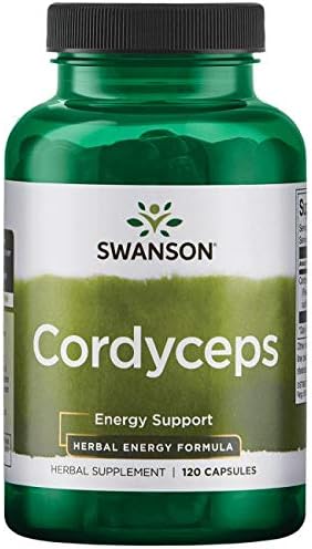 Swanson Cordyceps Sinensis 600 mg capsules front view energy supplement