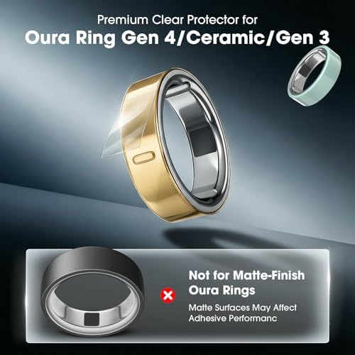 Close up view of the 0.15mm ultra thin transparent skin applied to an Oura Ring Gen 4.