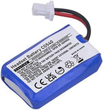 Close up view of the connection terminal on a Tectra CS540 rechargeable communication battery cell