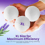 Heaven's Scent sustainable laundry set illustrating the complete four pack premium wool balls and aromatherapy oils.