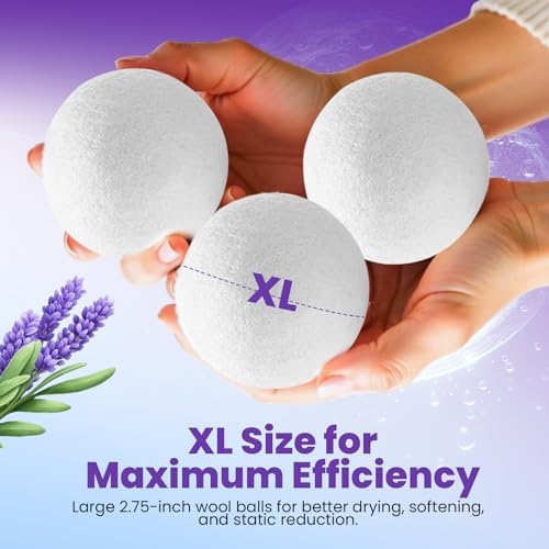 Heaven's Scent sustainable laundry set illustrating the complete four pack premium wool balls and aromatherapy oils.