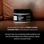 Applying Clydes Paintable Leather Filler to a cracked car seat surface