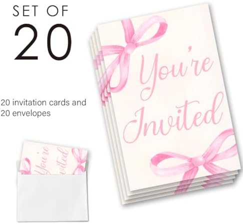Close up view of the fill in the blank lines on the pink bow invitation cards